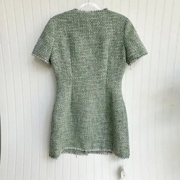 Self-Portrait Tweed Mini Dress Green Boucle Short Sleeve Button Front 10  NWT - dentistsmilemakers.com
